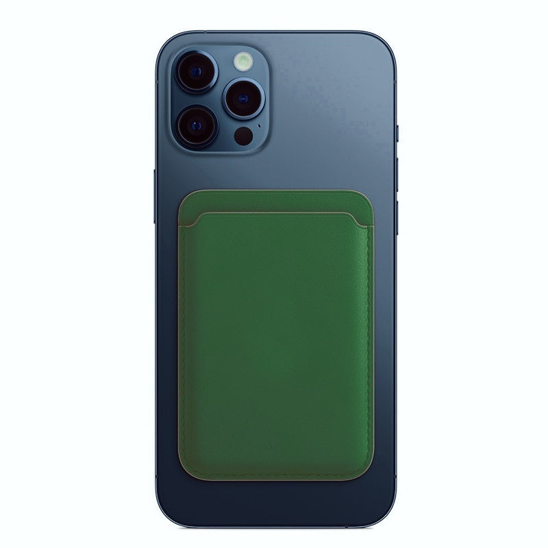 All four MagSafe wallet case colors - Tan Midnight Navy Olive side by side