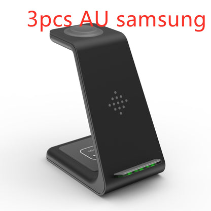 3-in-1 wireless charging station compatibility - works with iPhone Samsung Galaxy Qi devices