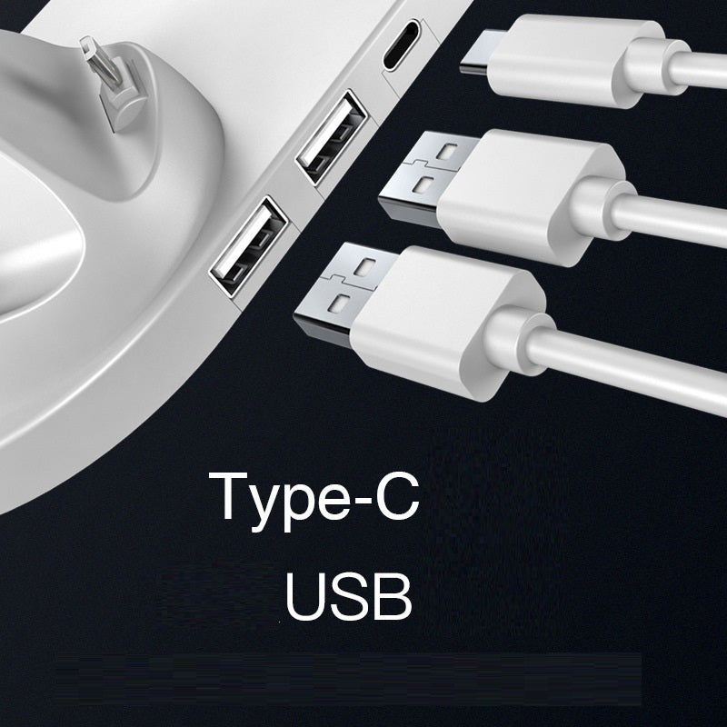 6-in-1 wireless charging dock USB ports - Type-C and USB-A connector detail