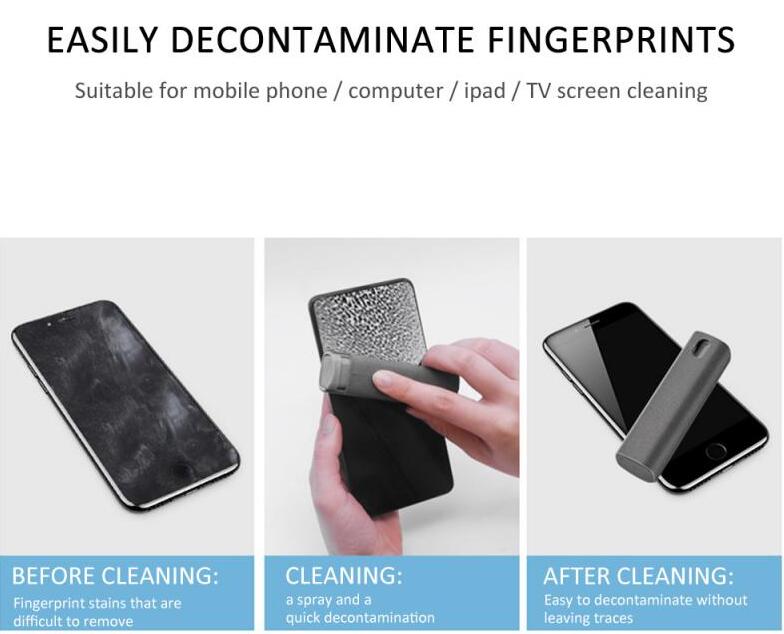 2-in-1 screen cleaner kit compact size - fits in pocket or bag