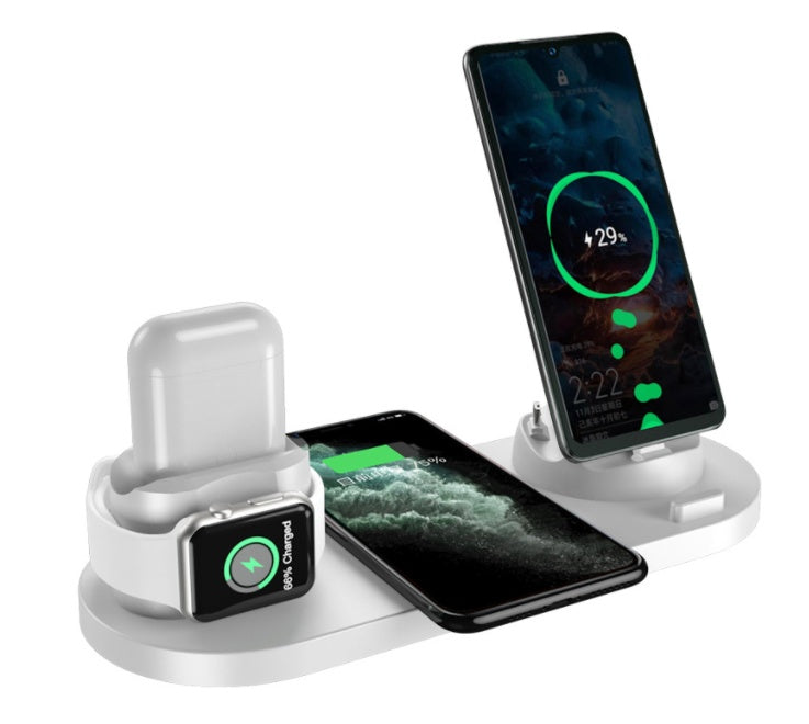 6-in-1 wireless charging dock white compact product shot