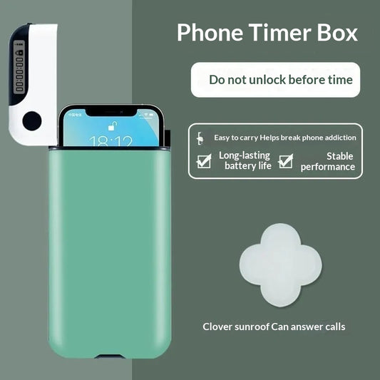 Timed phone lock box for self-discipline and screen-time control