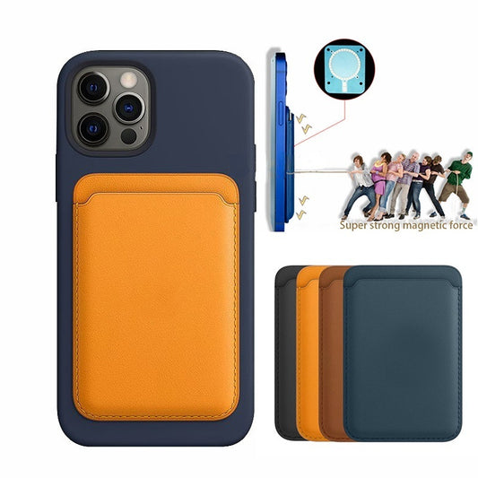 MagSafe leather wallet case for iPhone magnetic card holder in four colors